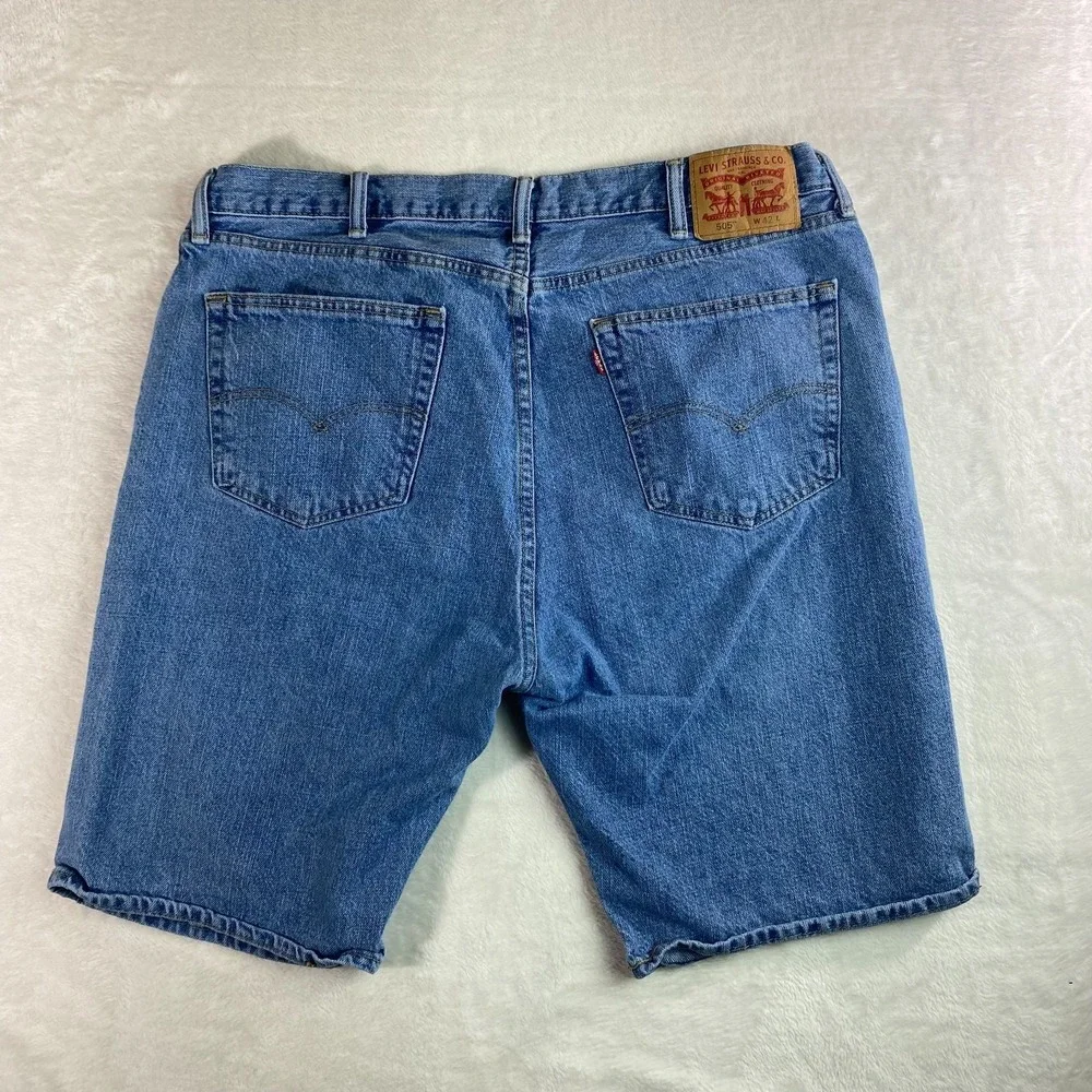 Levis 505 Jean Shorts Mens 42 Blue Vintage 00s Regular Fit‎ Mid Rise Denim Jorts